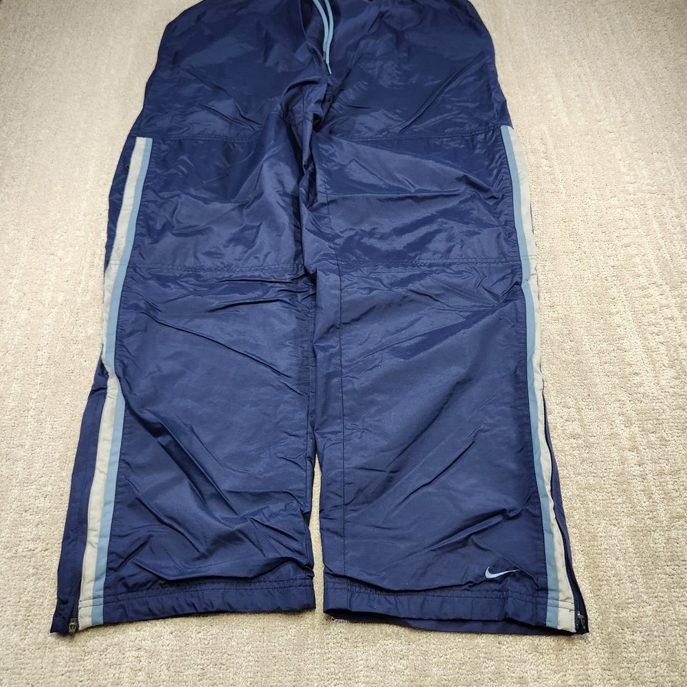 Vintage Nike Track Pants‎ Men XL Super Baggy Lined Wide Leg Blue Windbreaker Y2K
